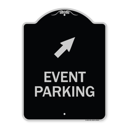 Event Parking Up Right Arrow Symbol Heavy-Gauge Aluminum Architectural Sign